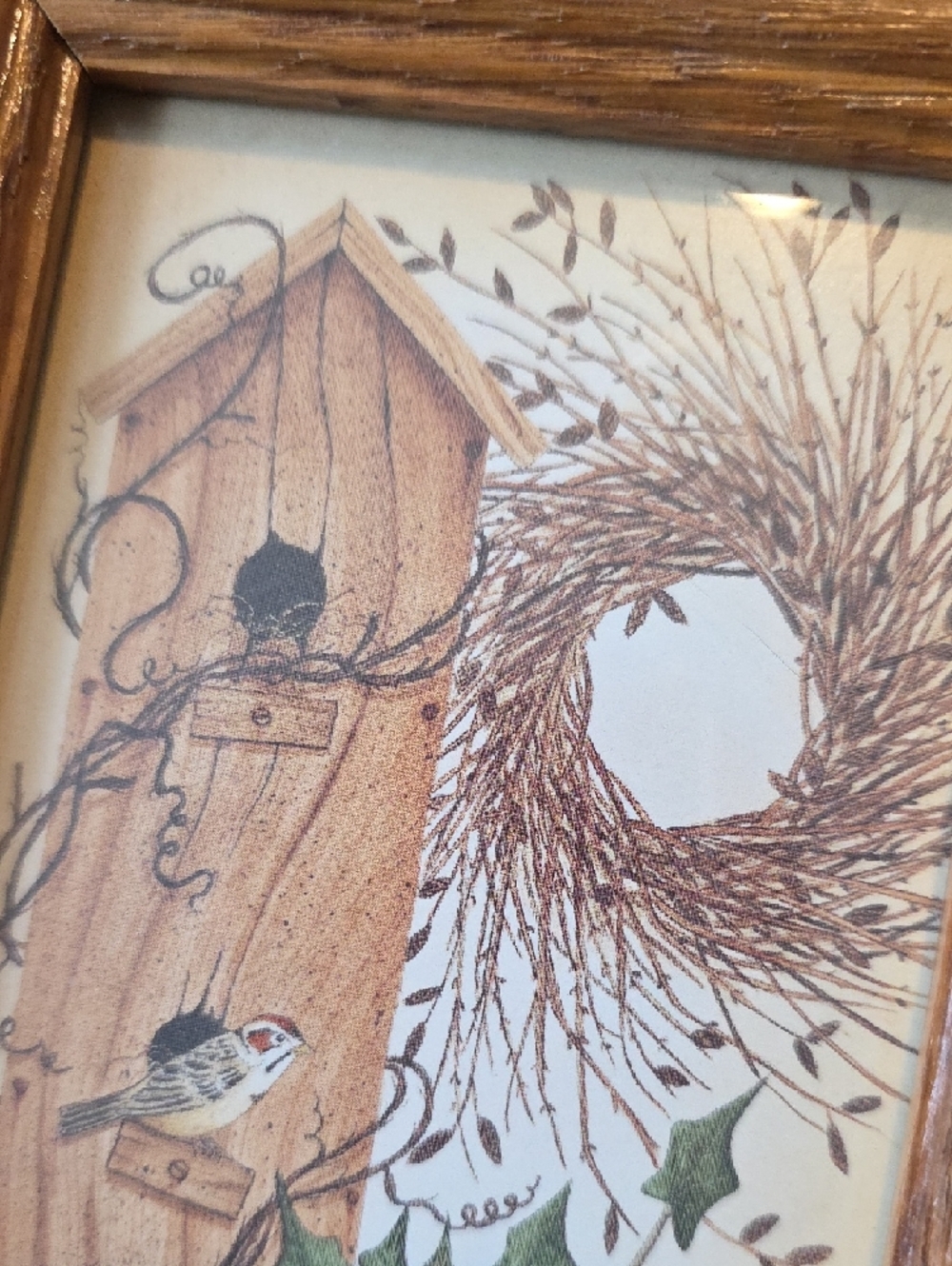 Folkàrt Birdhouse Wall Art Wooden Frame - Picture 3 of 6